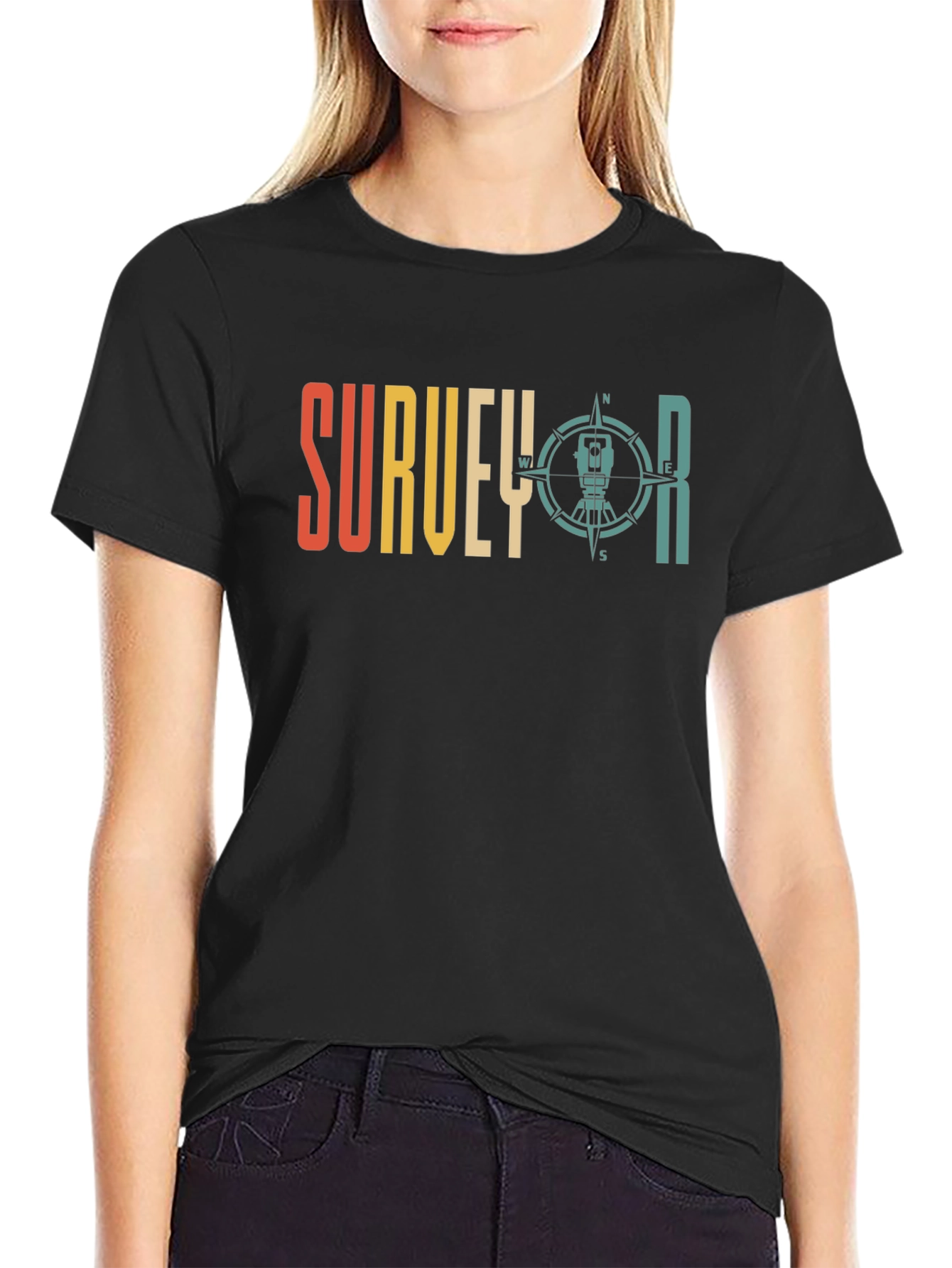 Surveyor Compass Graphic Tee - Black Crew Neck - 2