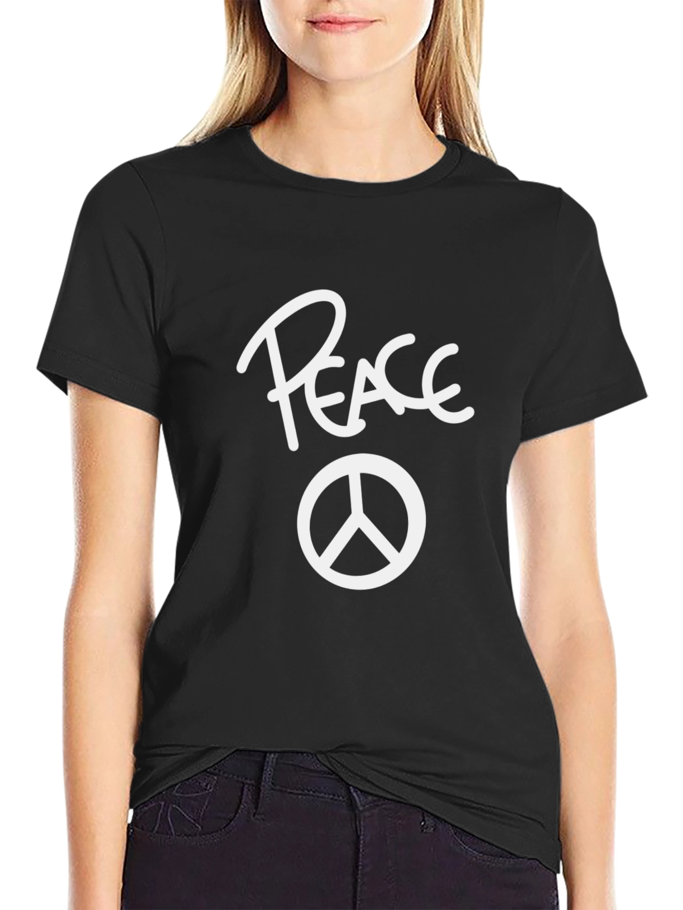 Black Peace Sign Black T-Shirt view 2
