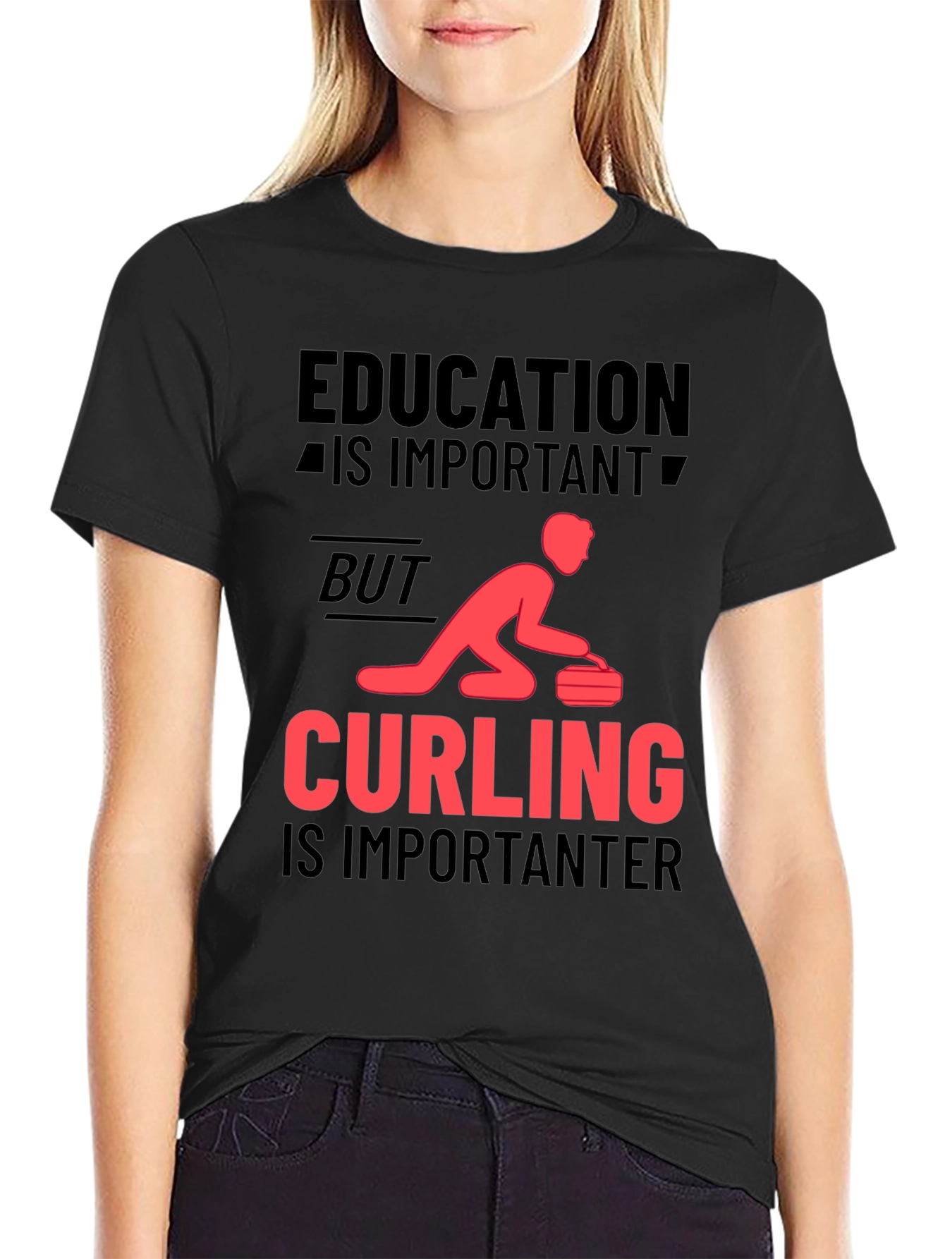 Black Education Important? Curling Importanter T-Shirt view 2