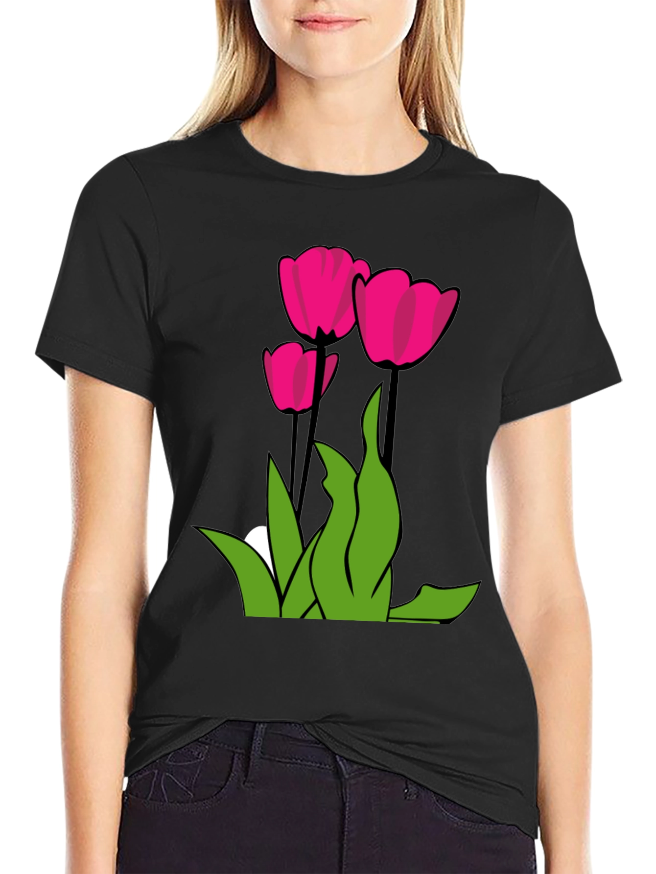 Tulip Graphic Tee - Modern Floral Design - 2