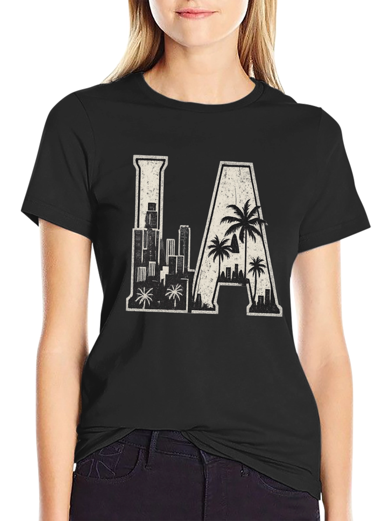 Black LA Skyline Graphic Tee - Urban Style view 2