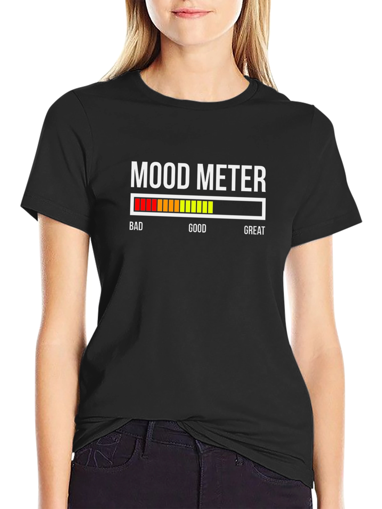 Black Mood Meter T-Shirt - Funny Sarcastic Tee view 2