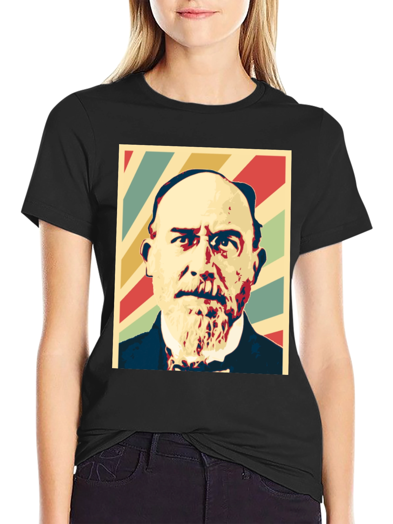 Black Vintage Portrait Graphic Tee -  Retro Style view 2