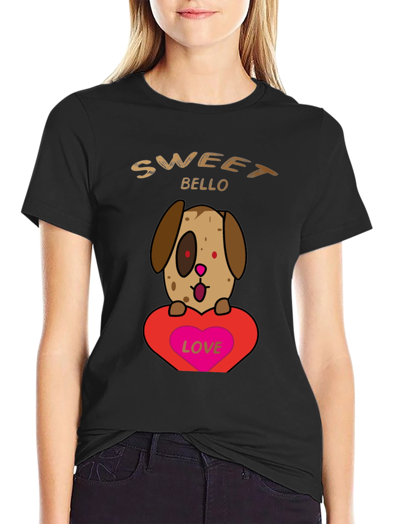 Black Sweet Bello Dog Lover T-Shirt view 2
