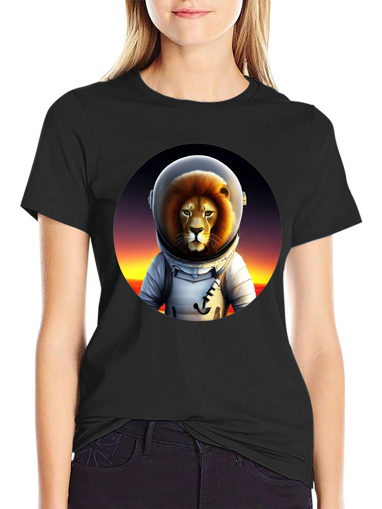 Black Lion Astronaut T-Shirt - Space Explorer Tee view 2