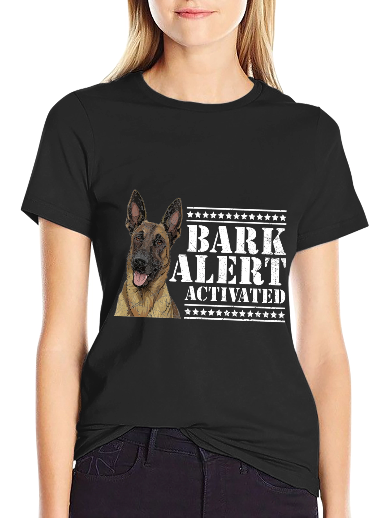 Black Bark Alert Dog Lover T-Shirt view 2