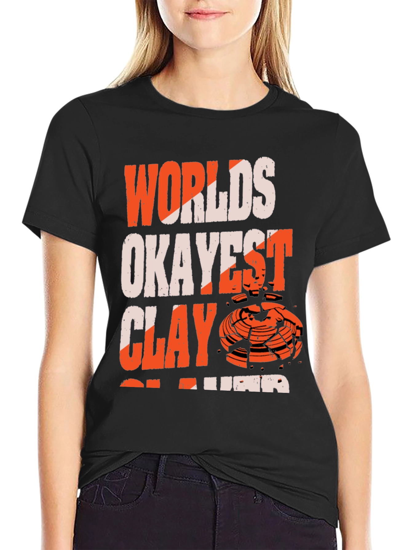 Black World's Okayest Clay Shooter T-Shirt view 2