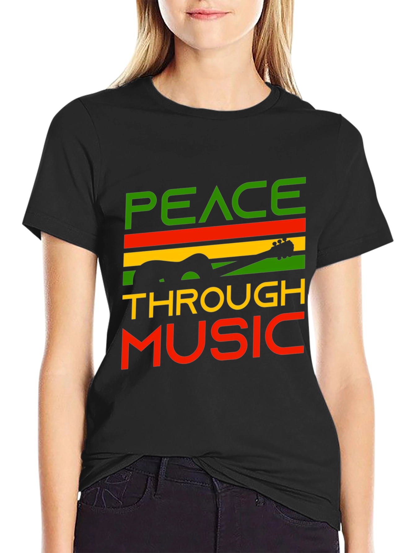 Black Peace Through Music Graphic Tee view 2