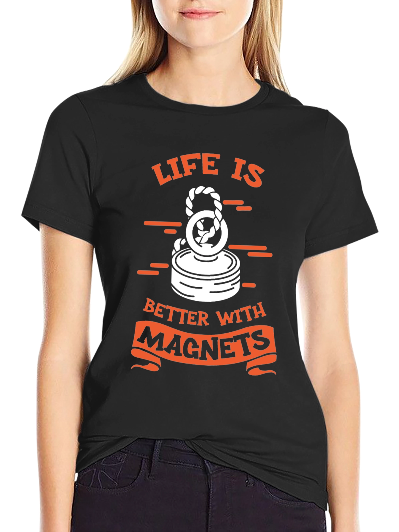 Life is Better with Magnets Black T-Shirt - 2