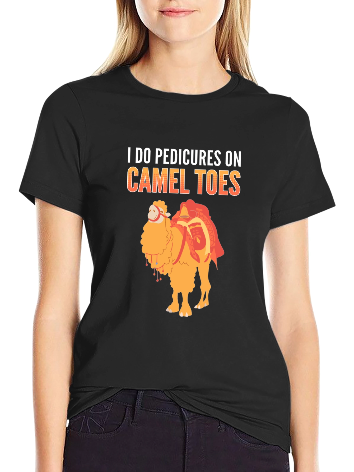 Black Pedicure Camel Toes Funny Graphic T-Shirt view 2