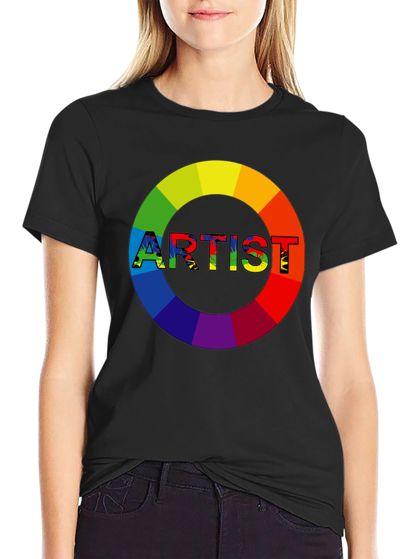 Black Rainbow Artist Graphic Tee - Creative Expression view 2