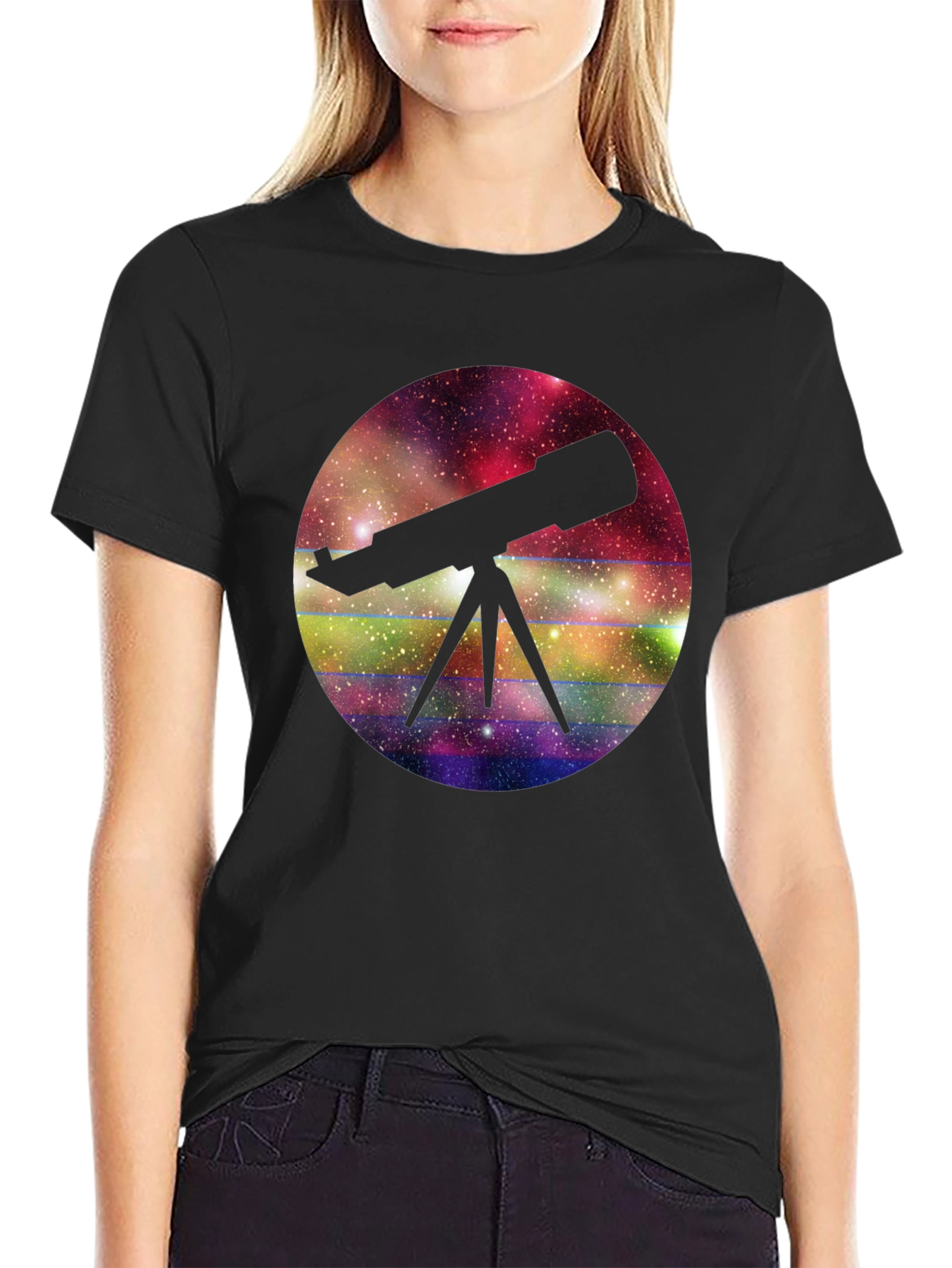 Black Telescope Galaxy T-Shirt - Explore the Universe view 2