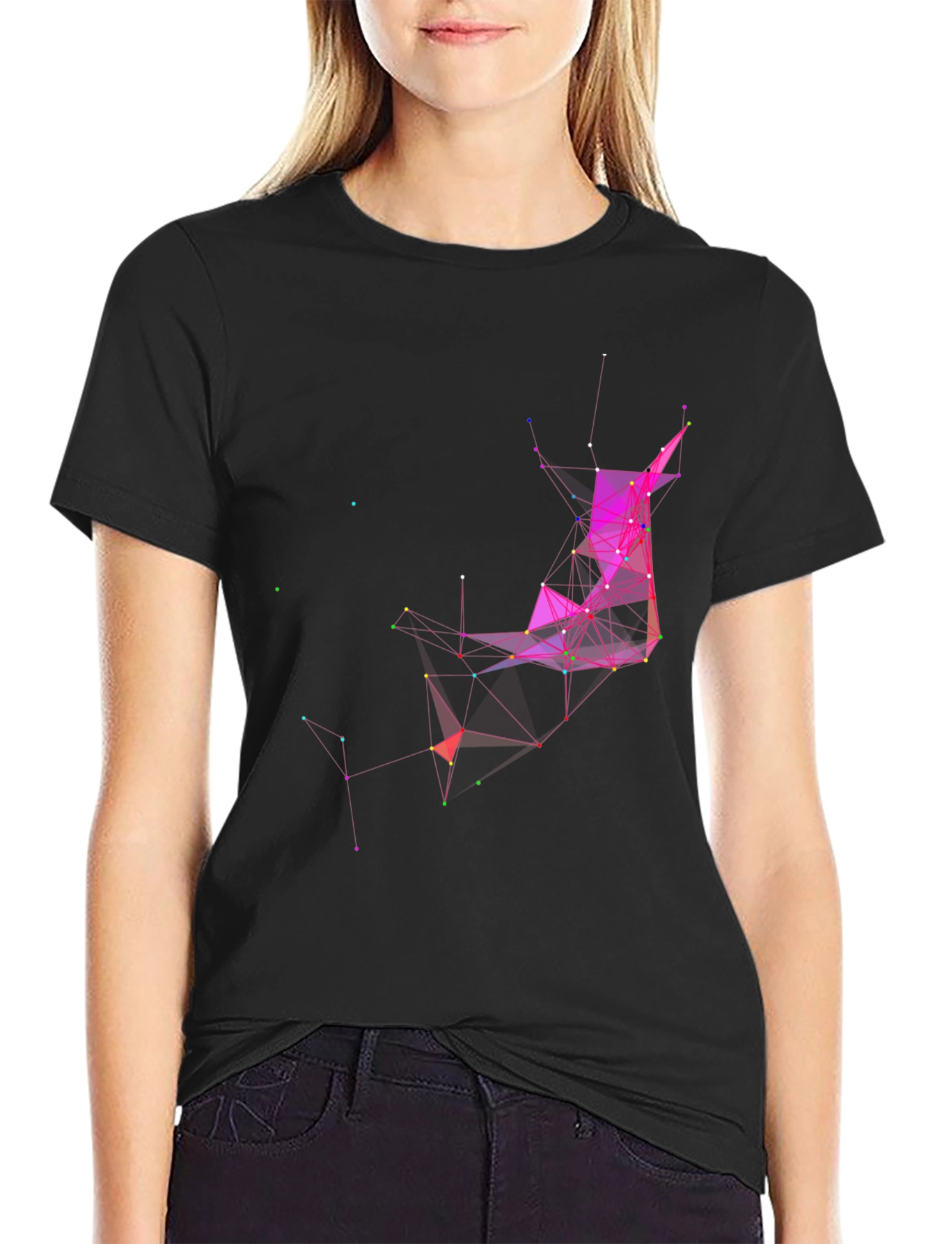 Black Abstract Geometric T-Shirt view 2