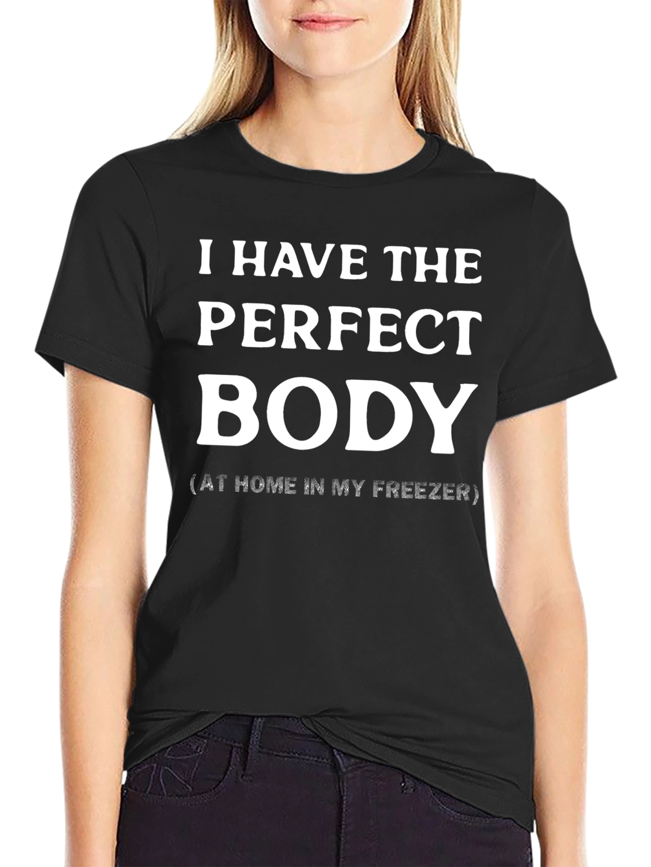 Black Funny "Perfect Body" Novelty Graphic Tee - Black view 2