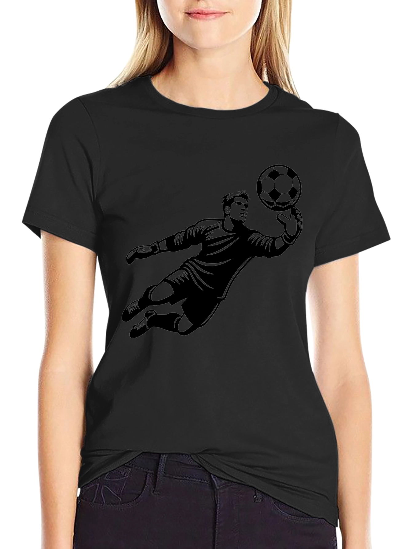Black Soccer Goalie Graphic Tee - Black T-Shirt view 2