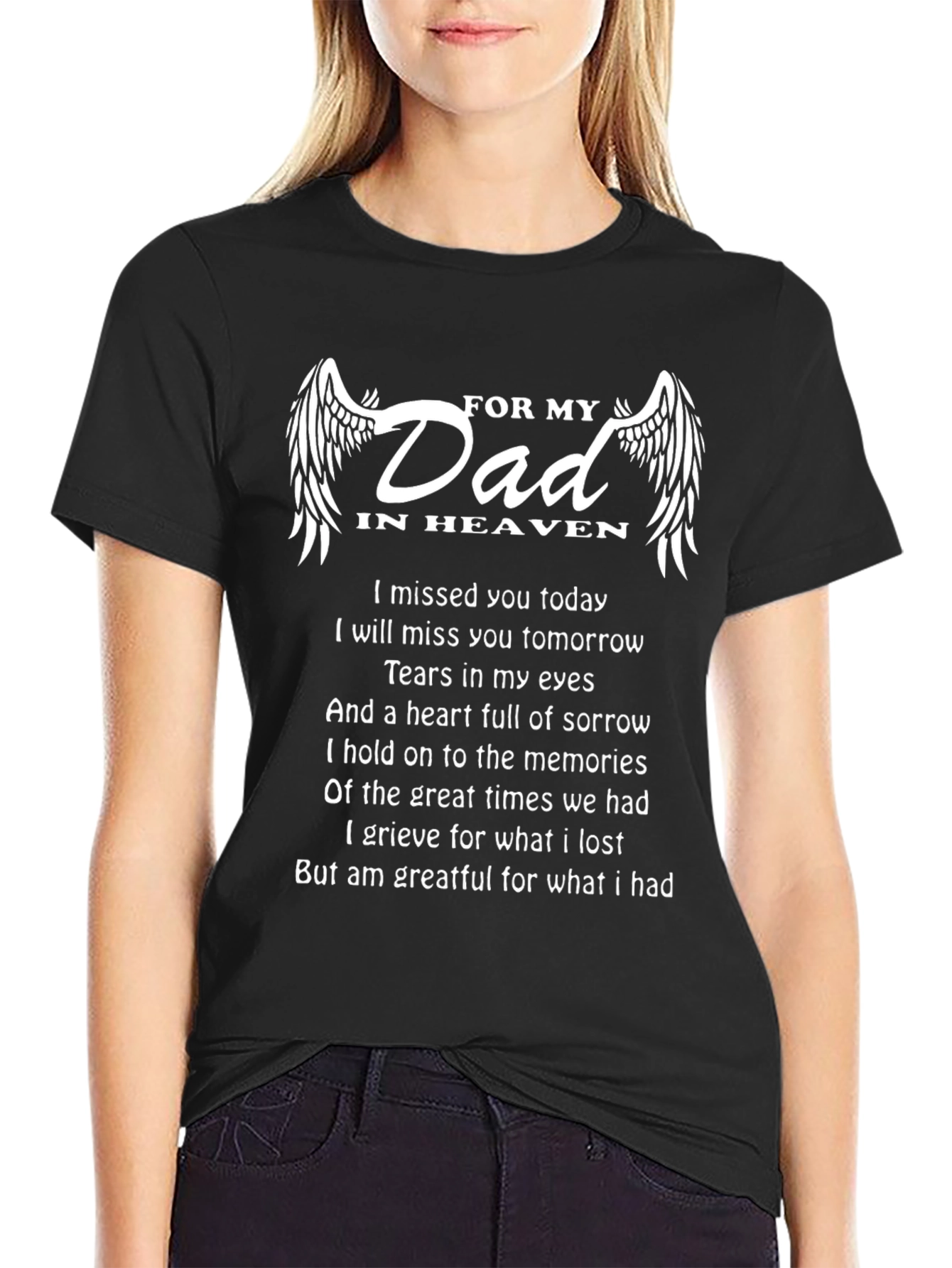Black Memorial T-Shirt: For My Dad In Heaven view 2