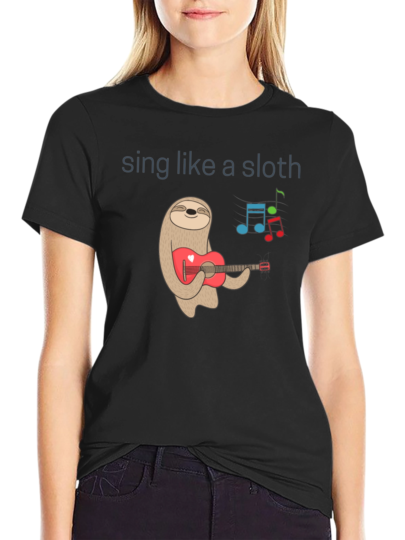 Black Sing Like a Sloth T-Shirt view 2