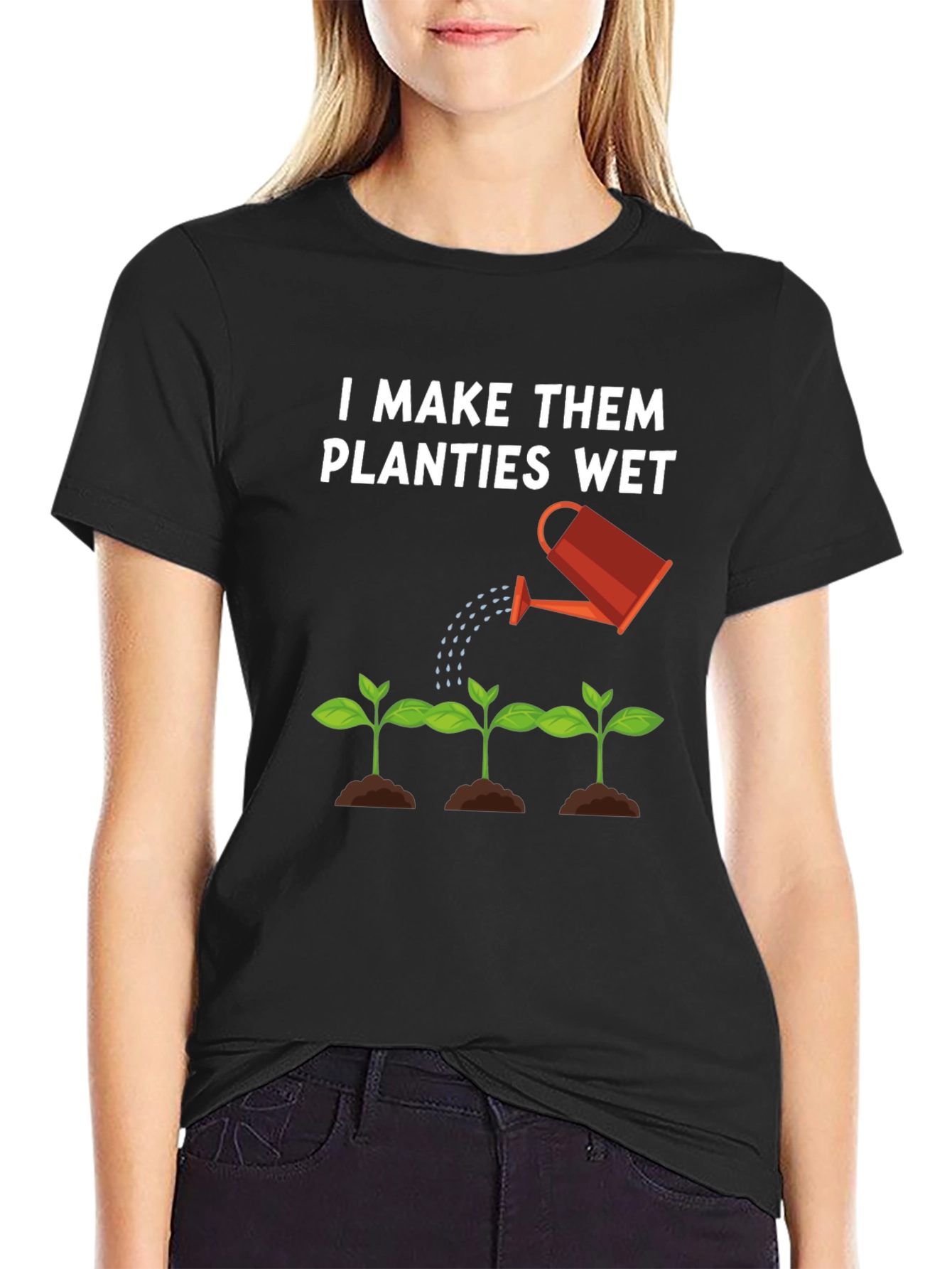 Black I Make Them Planties Wet Black T-Shirt view 2