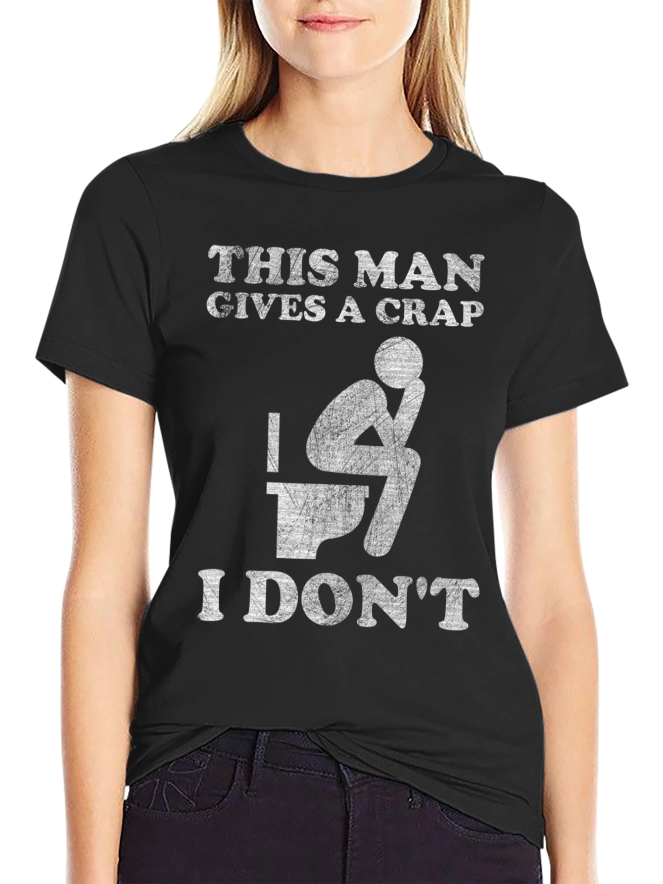 Black Funny "This Man Gives a Crap" Graphic Tee view 2