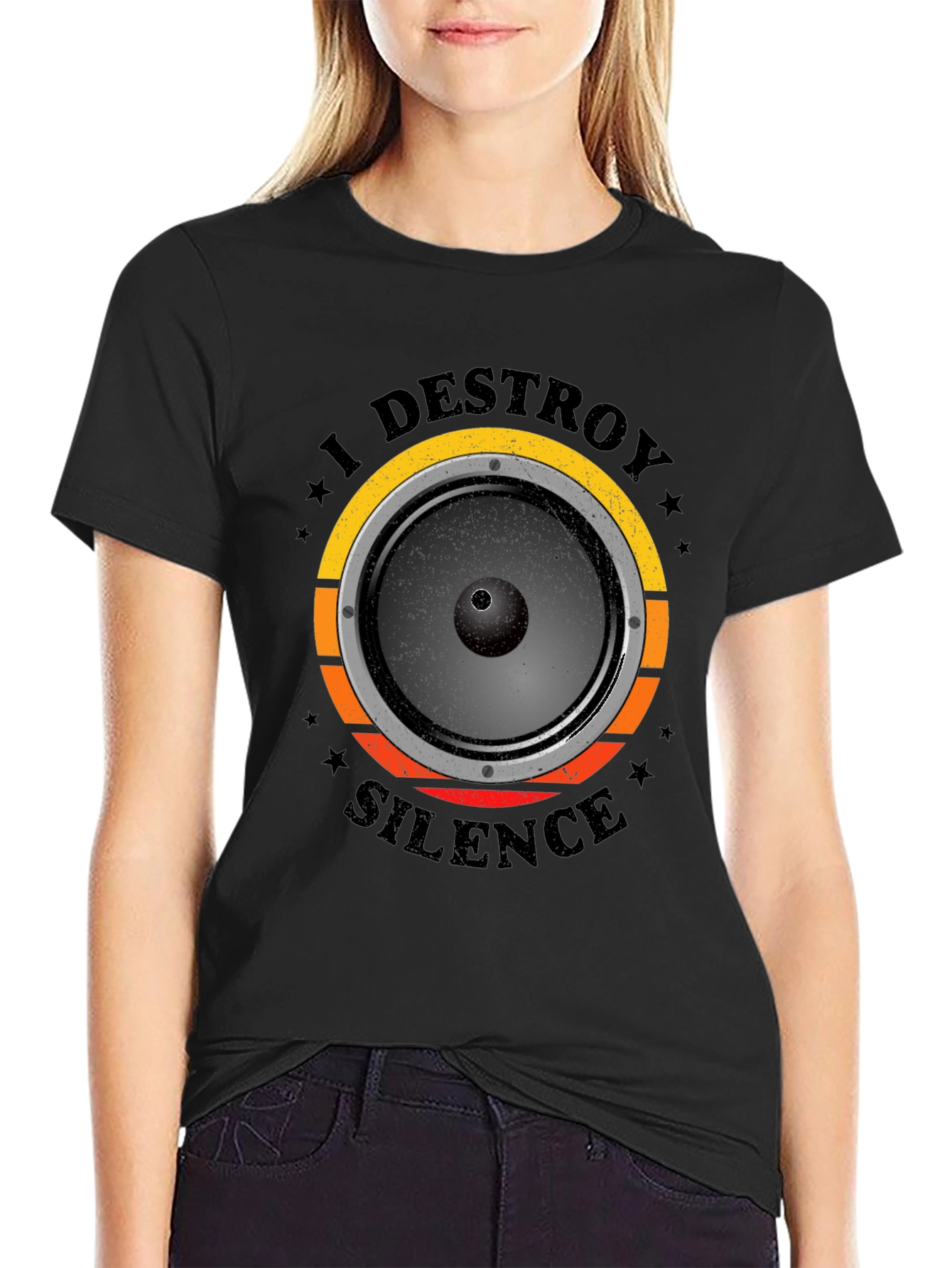Black I Destroy Silence Graphic T-Shirt view 2