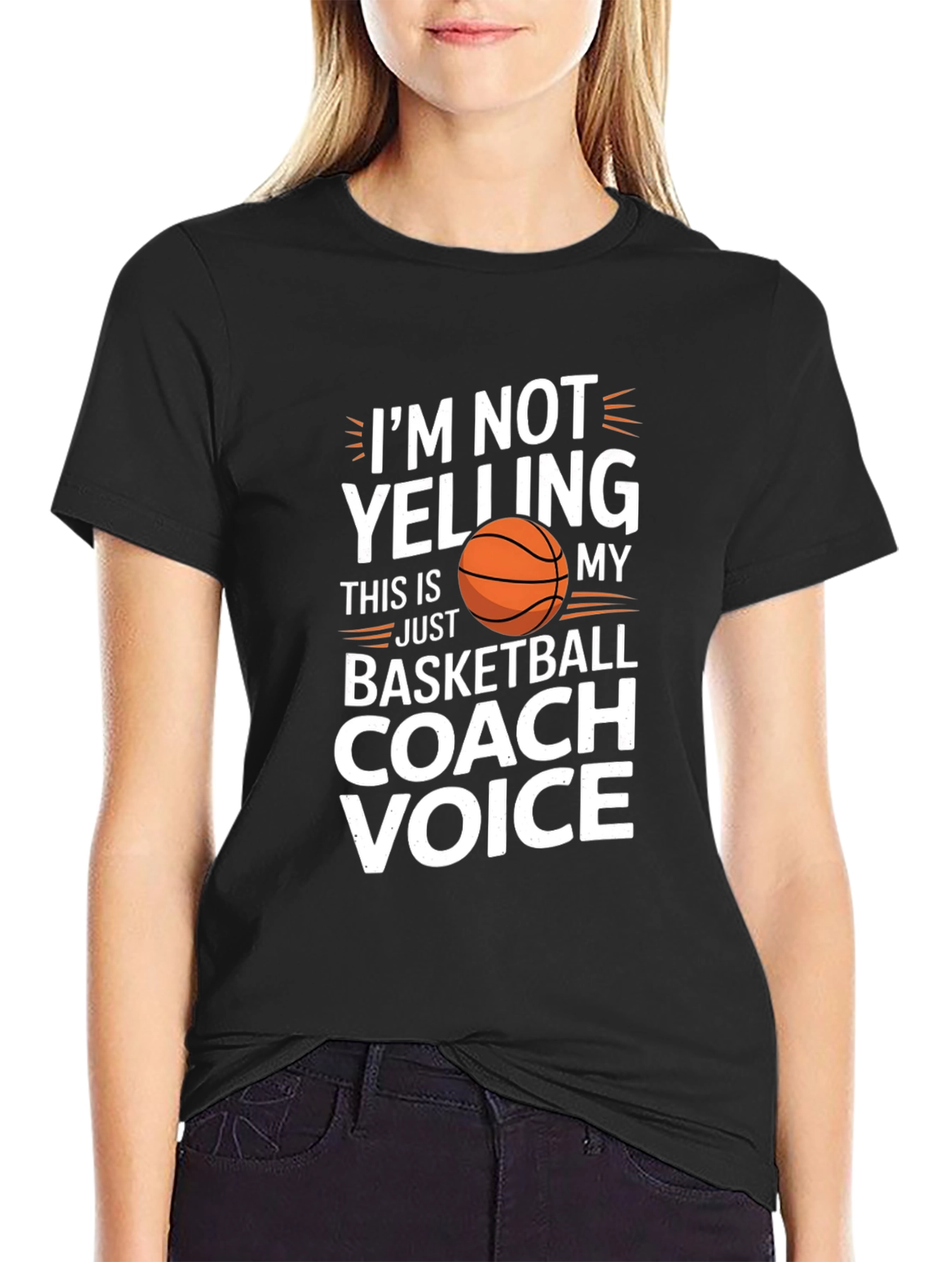 Black Basketball Coach Voice T-Shirt Funny Sports Tee view 2