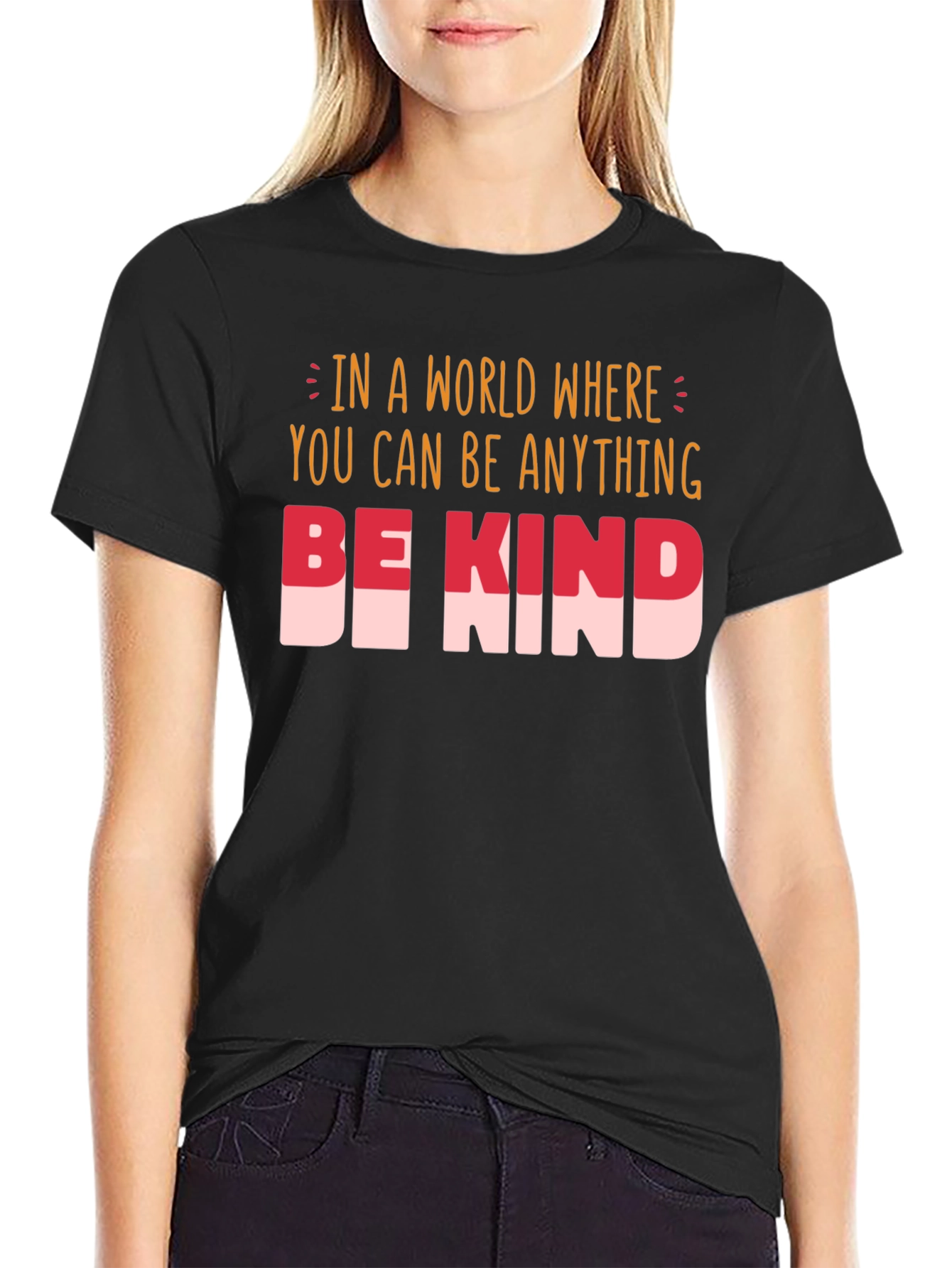 Black Be Kind T-Shirt - Inspirational Graphic Tee view 2