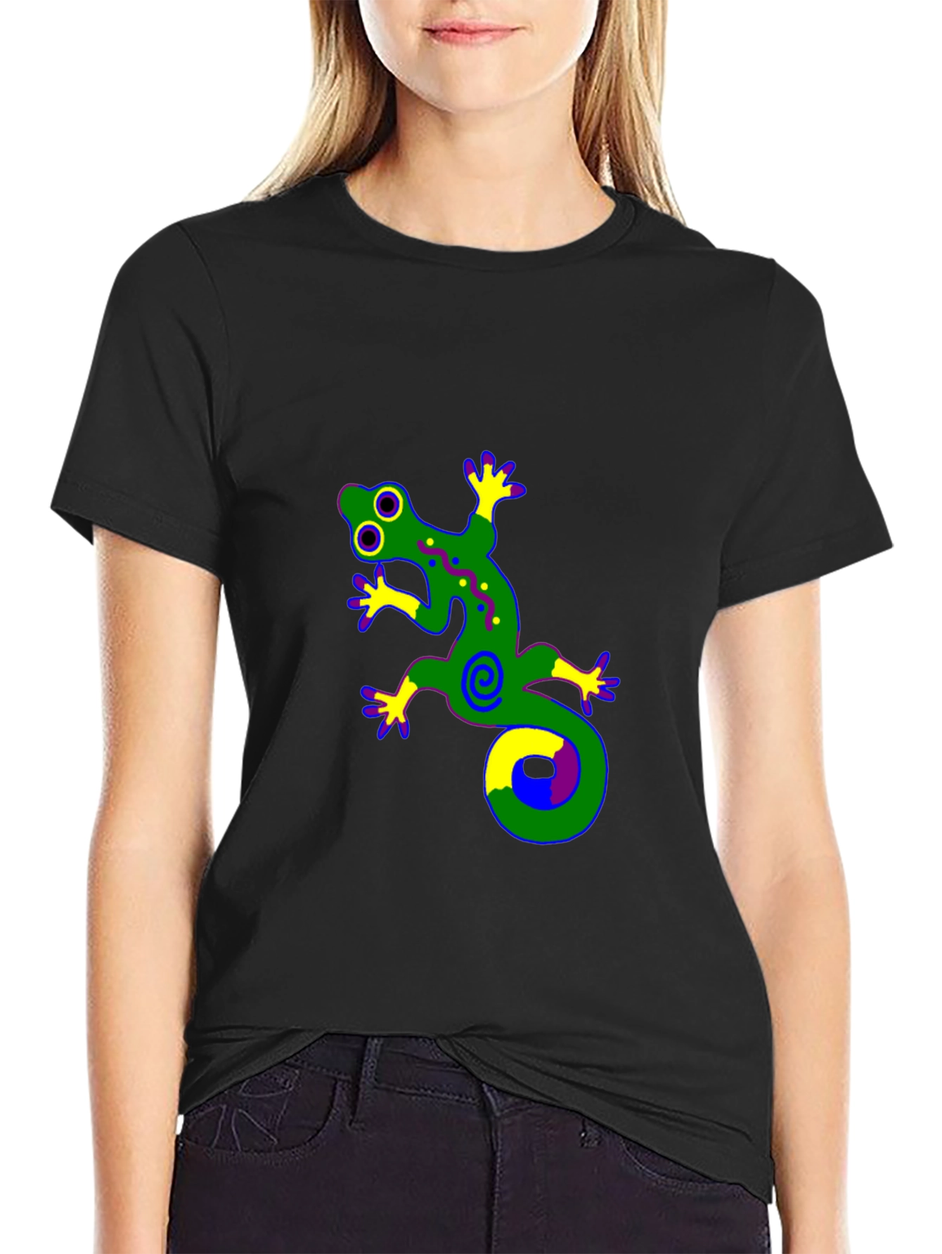 Black Funky Gecko Graphic Tee - Black view 2