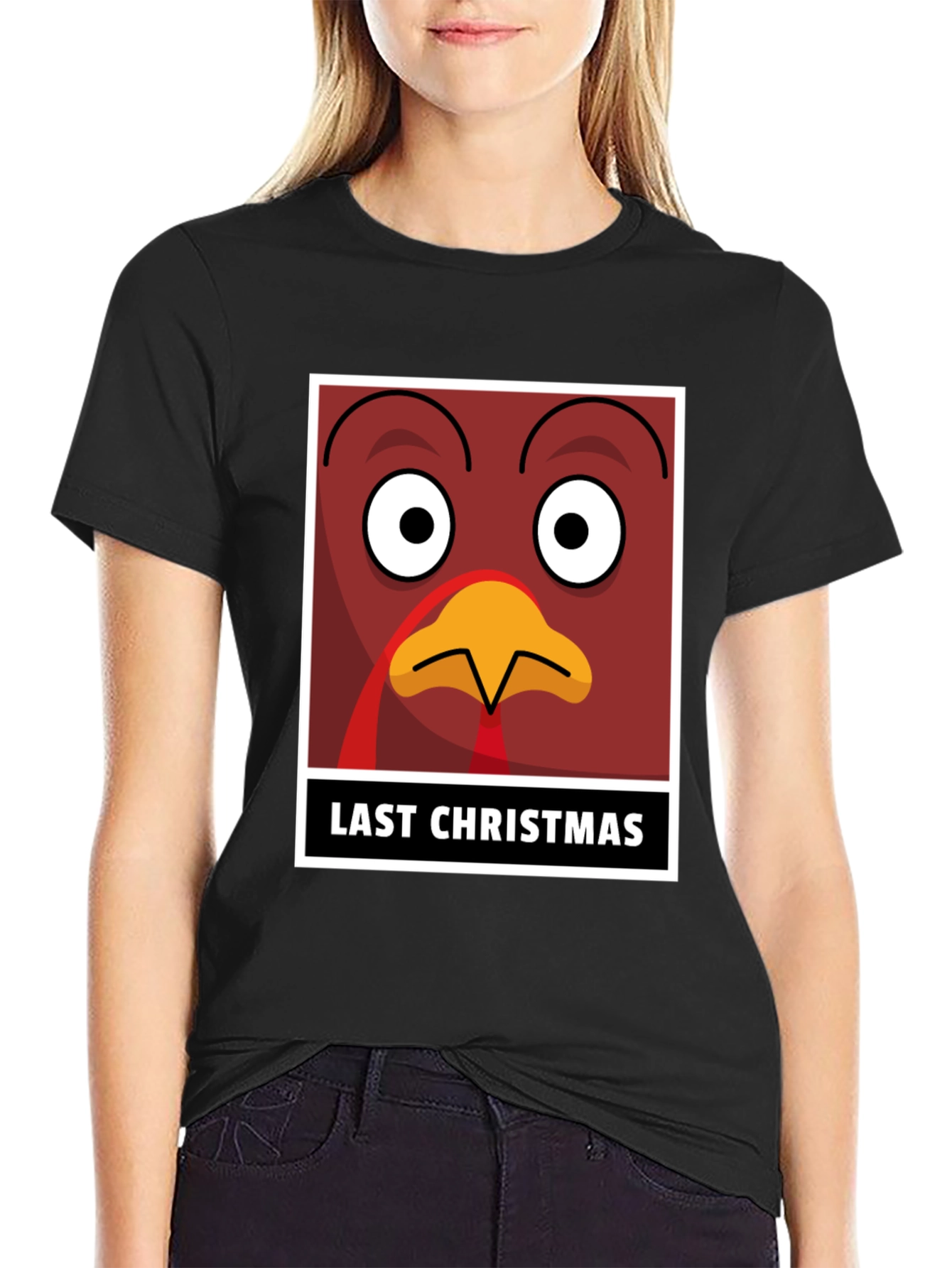 Black Funny Turkey Last Christmas T-Shirt view 2