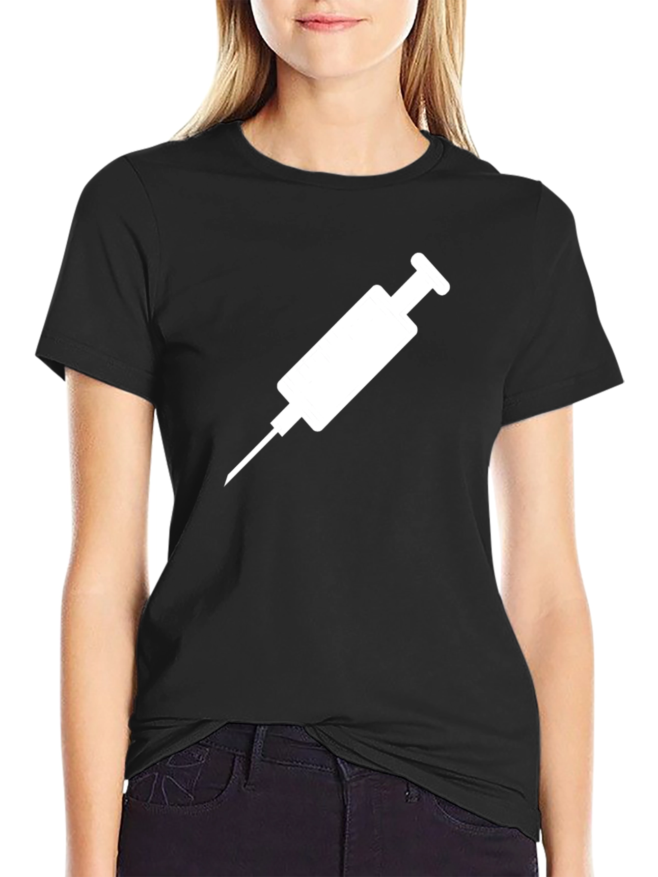 Black Syringe Graphic T-Shirt - Medical Design view 2