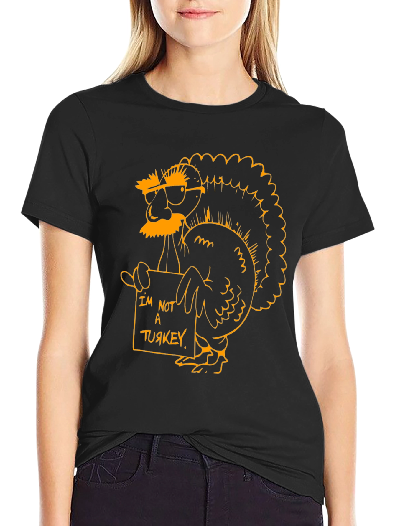 Black Funny Turkey T-Shirt - I'm Not A Turkey view 2