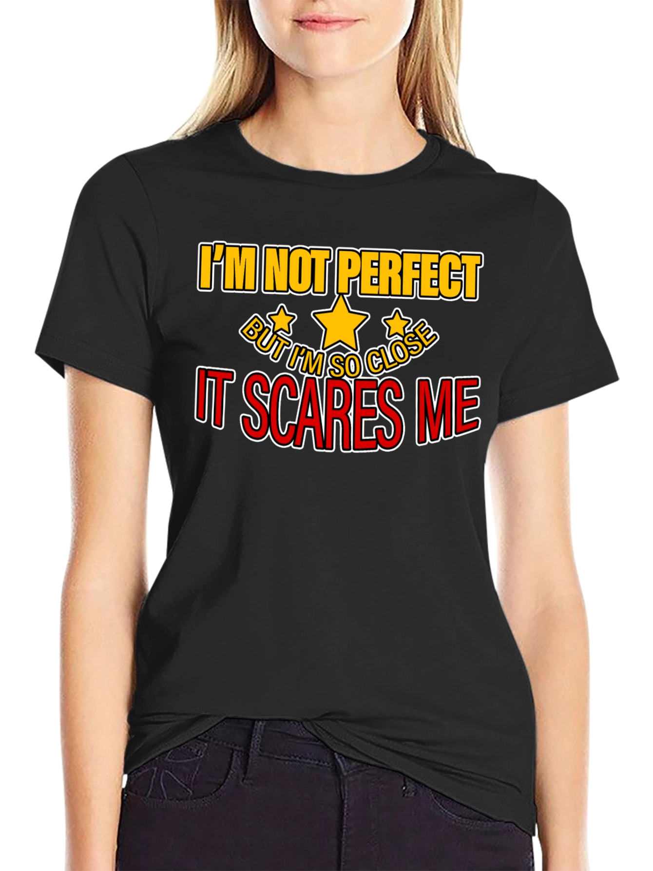 Black I'm Not Perfect Funny Graphic Tee view 2