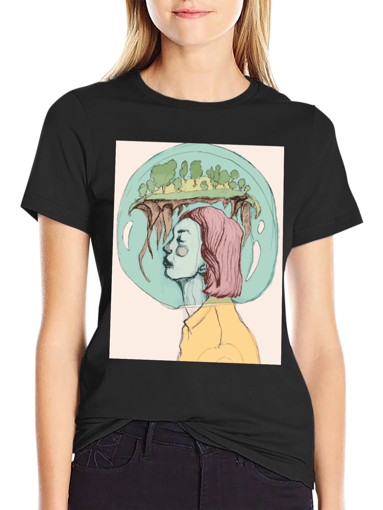 Black Surreal Dreamscape Graphic Tee view 2