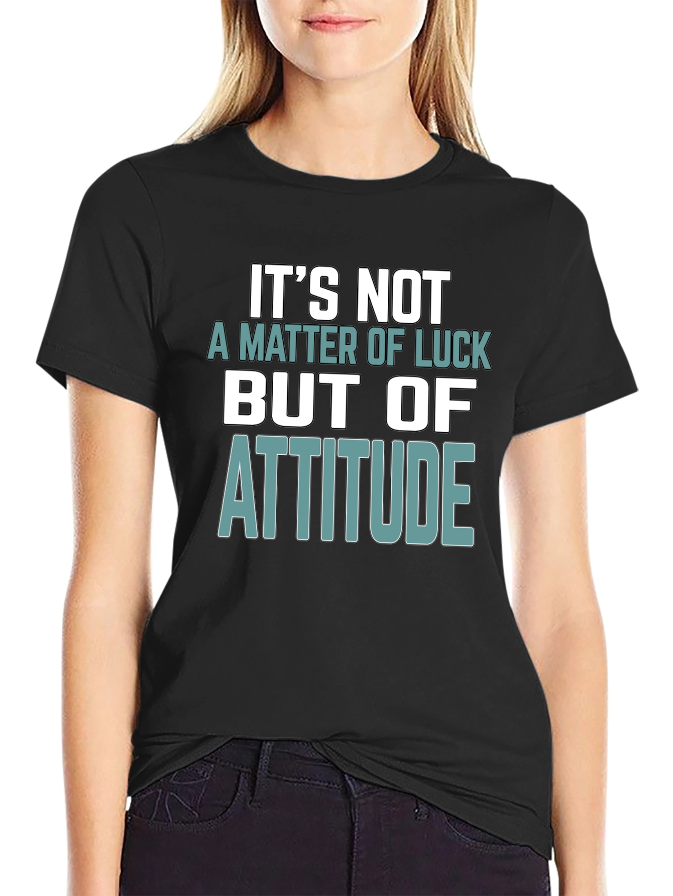 Black Attitude Matters T-Shirt - Motivational Design view 2
