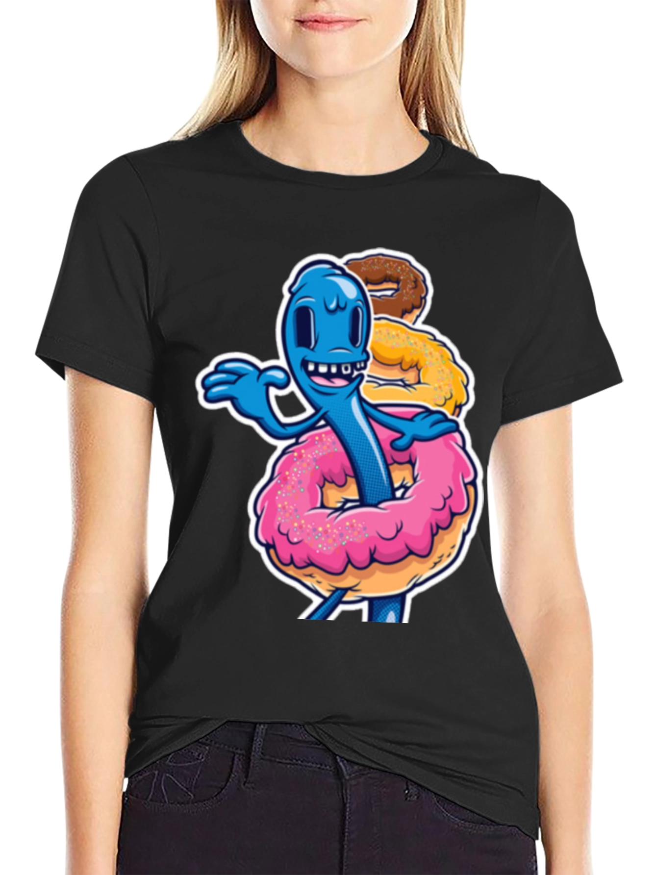 Black Donut Monster Graphic Tee - Fun & Unique Design view 2