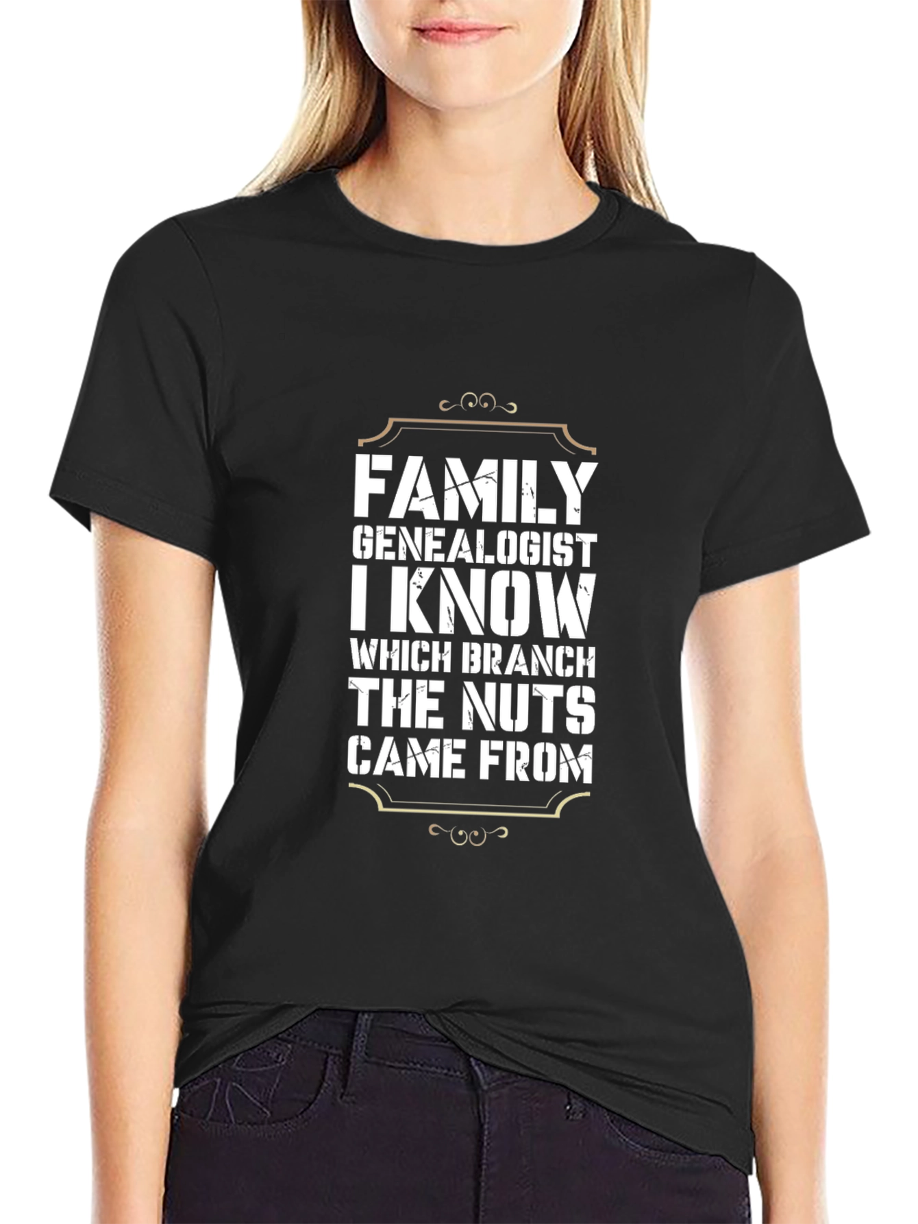 Black Funny Family Genealogist T-Shirt view 2