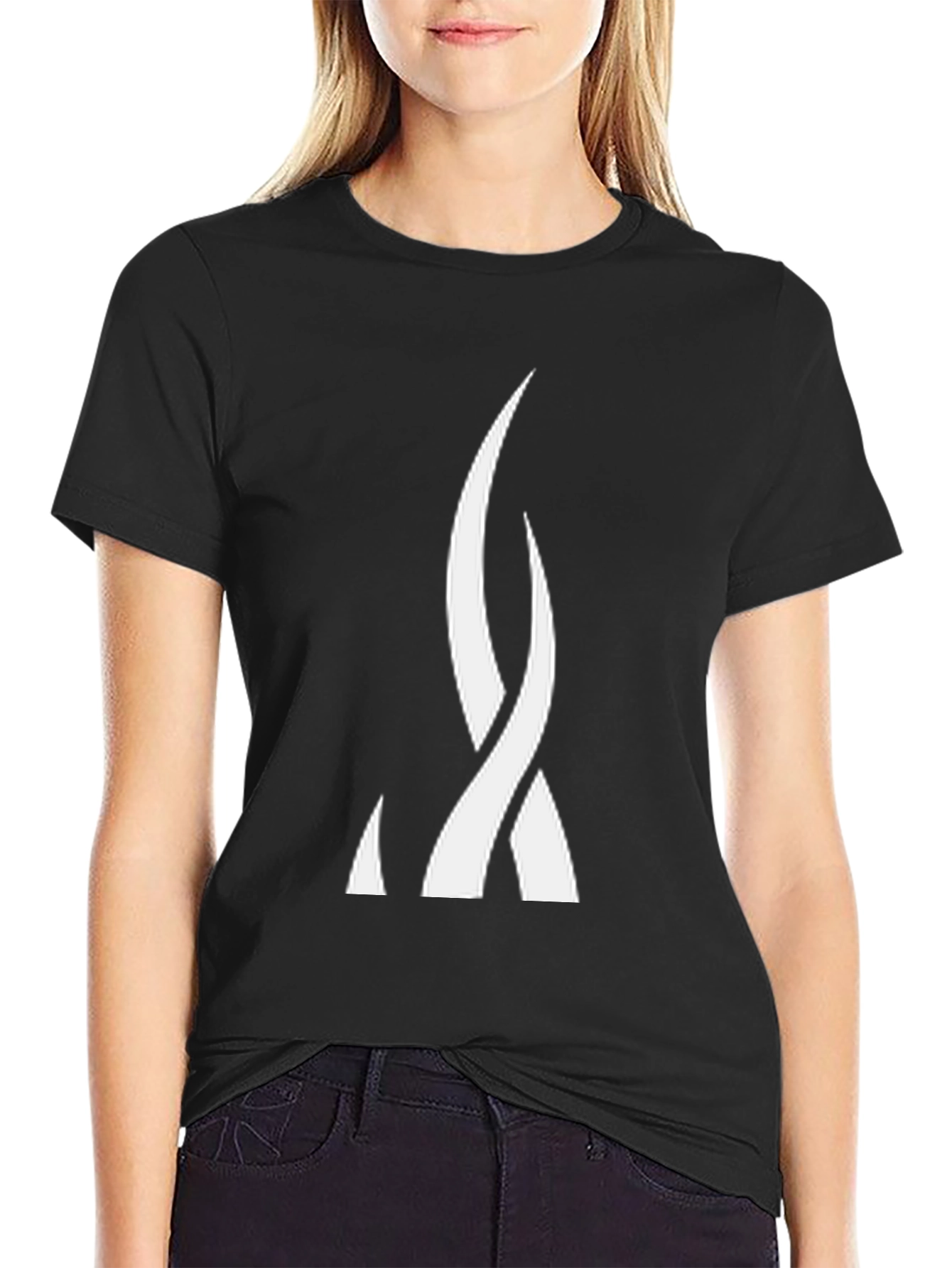 Black Abstract Flame Graphic Tee - Black Cotton Blend view 2