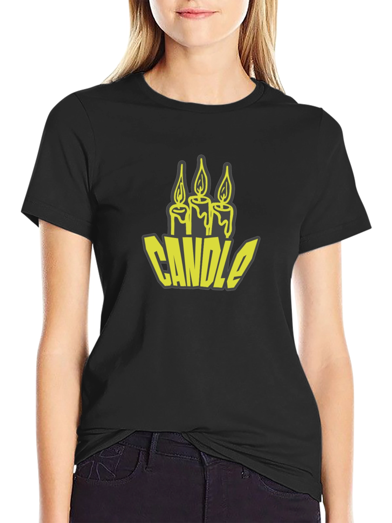 Black Candle Graphic Tee - Black Cotton T-Shirt view 2