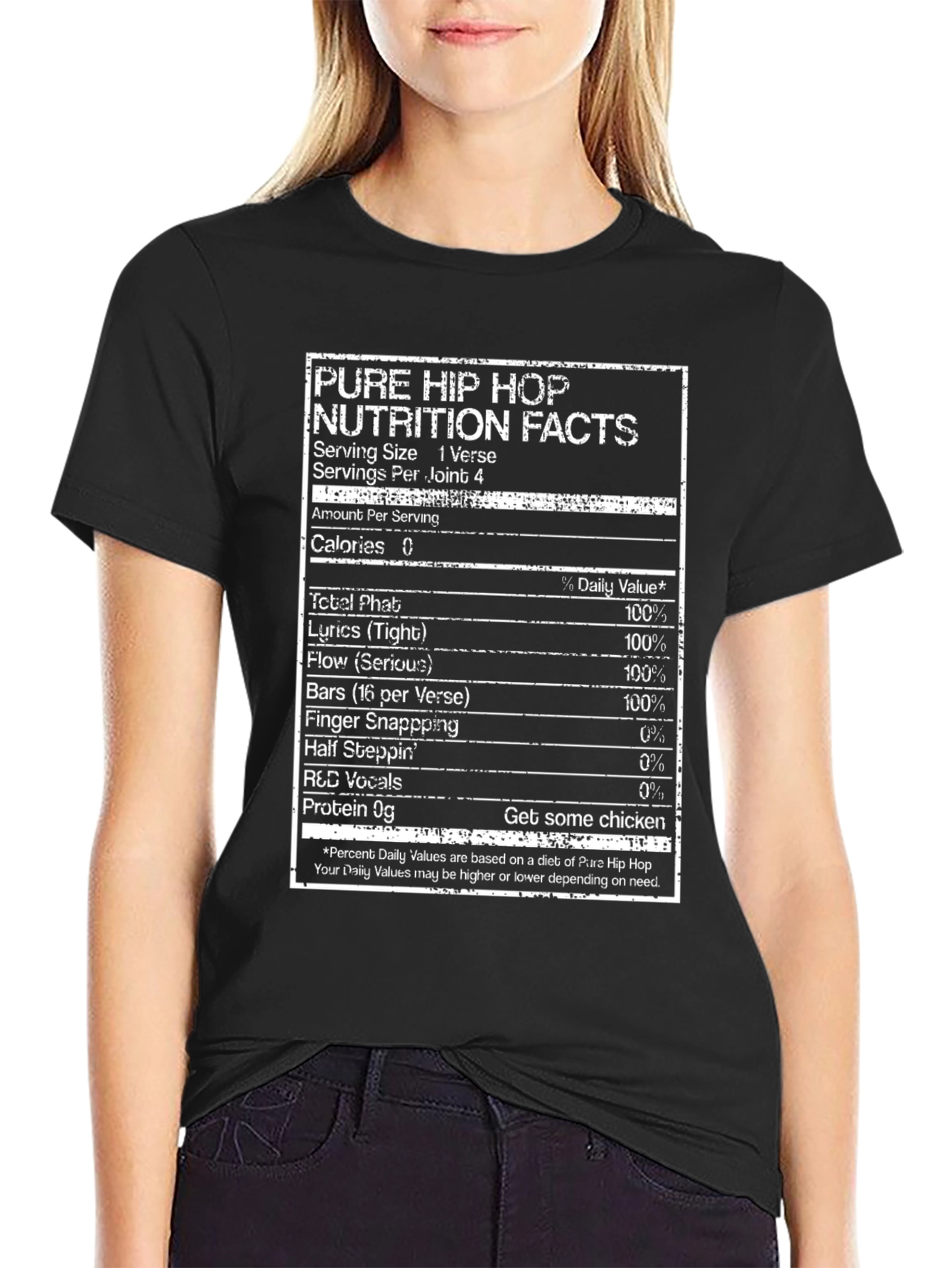 Black Pure Hip Hop Nutrition Facts T-Shirt view 2