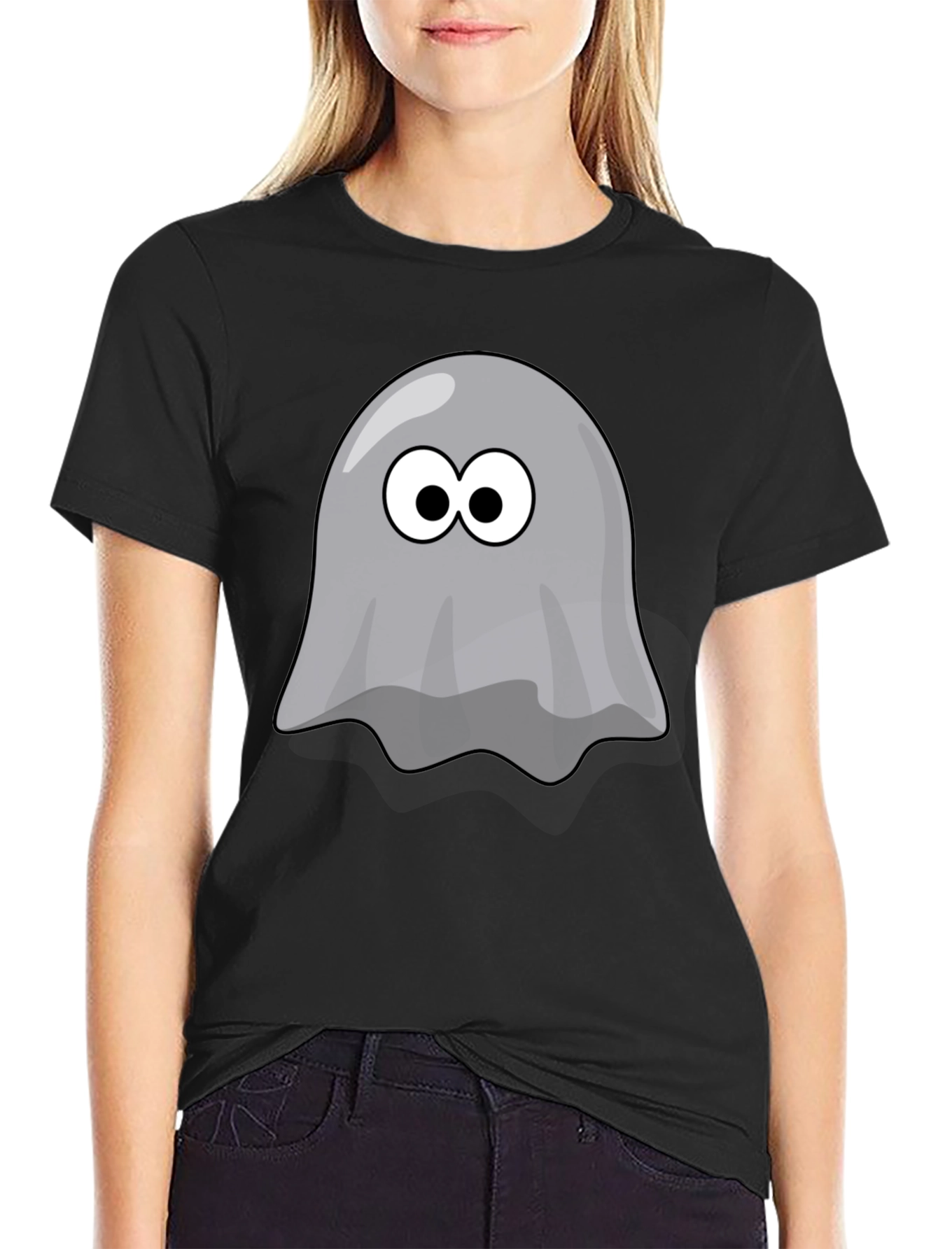 Black Ghost Graphic T-Shirt - Spooky Season Style! view 2