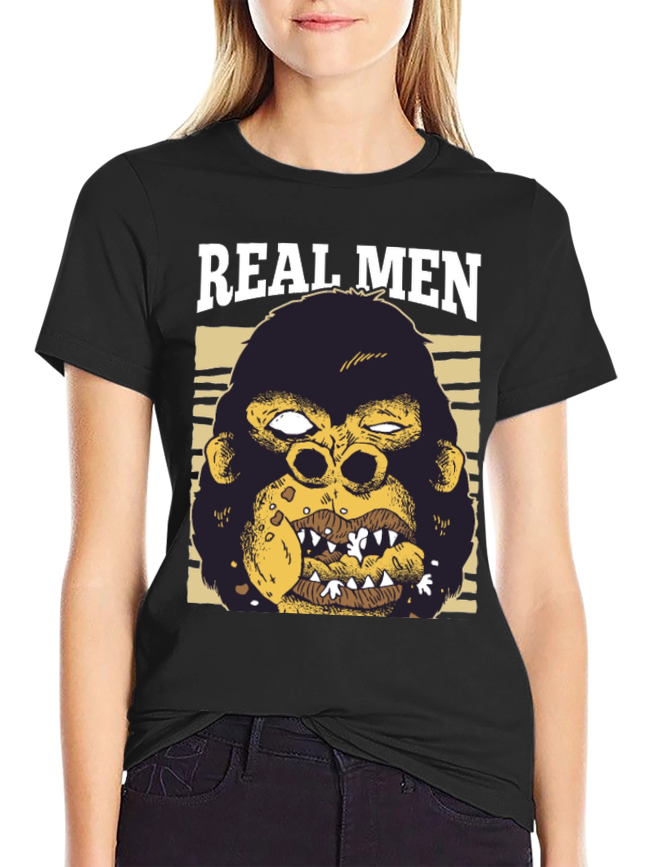 Black Real Men Gorilla Graphic T-Shirt view 2