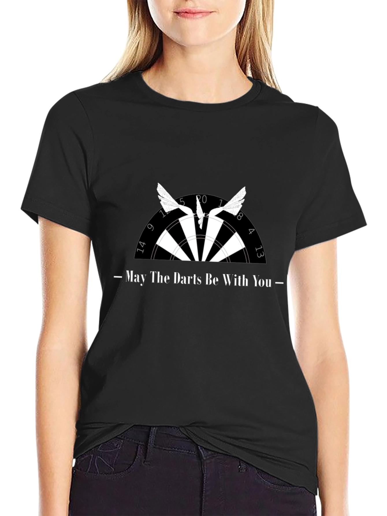 Black May the Darts Be With You - Black T-Shirt view 2