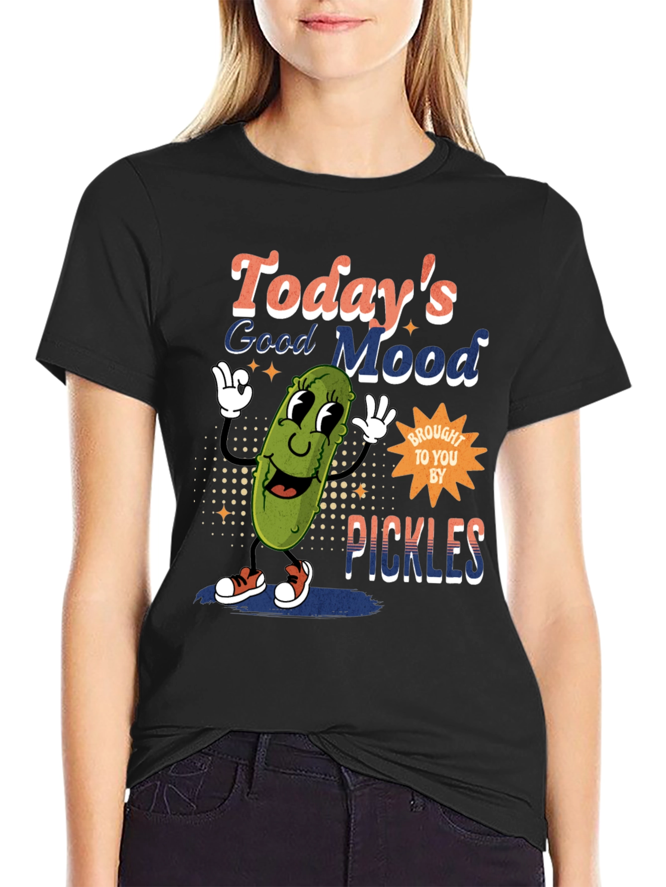 Black Funny Pickle Graphic T-Shirt - Today's Good Mood view 2
