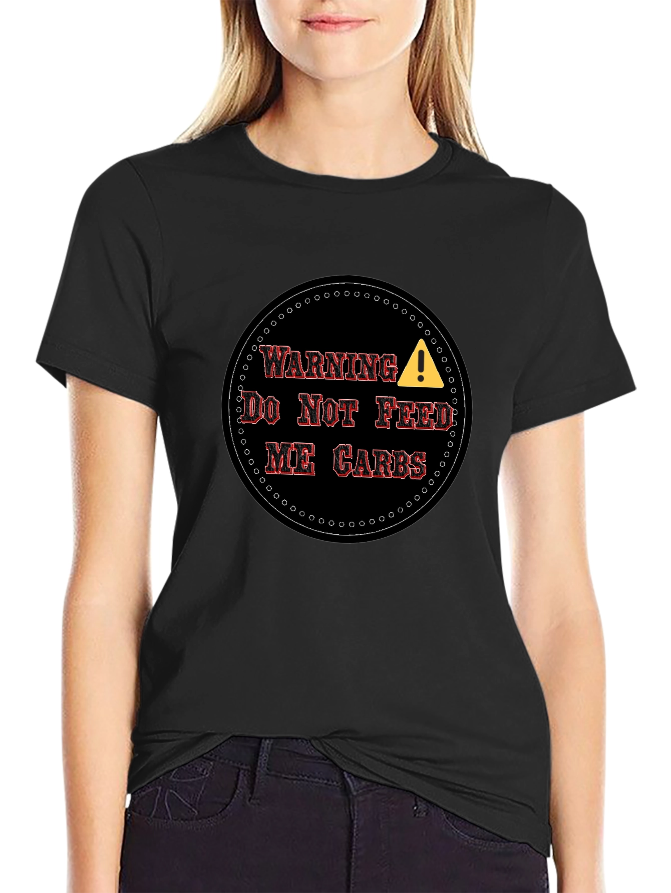 Black Warning: No Carbs Men's T-Shirt view 2