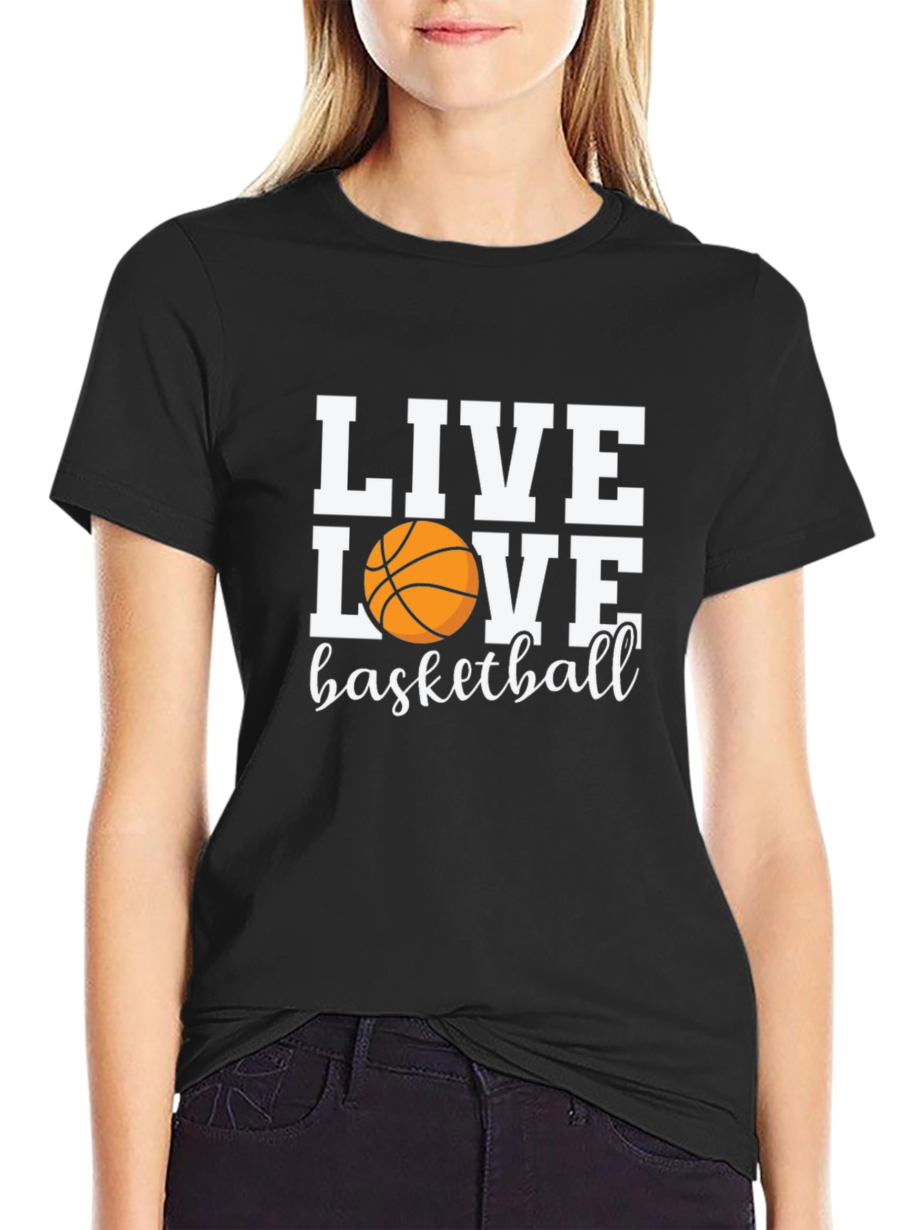 Black Live Love Basketball T-Shirt - Black Graphic Tee view 2