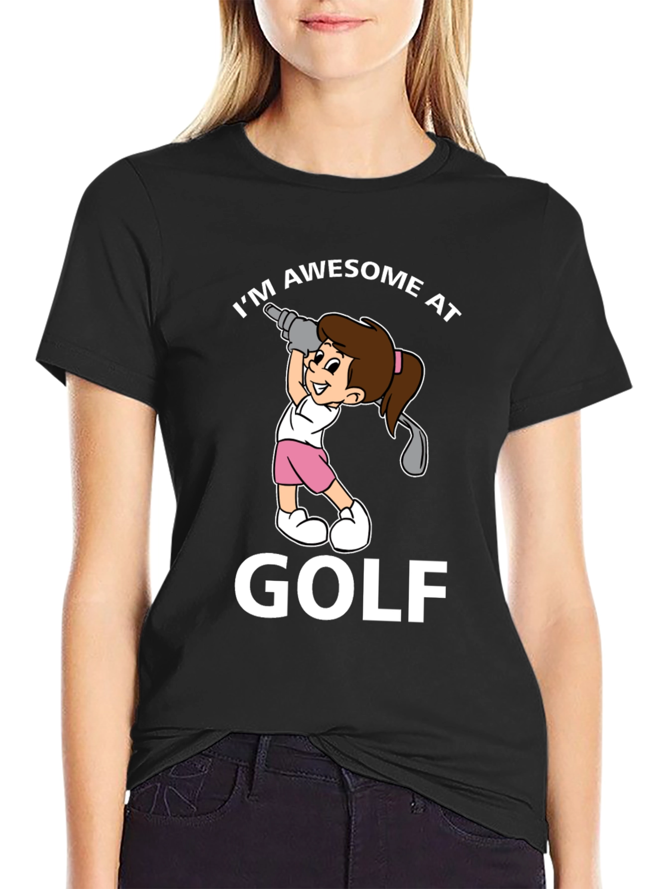 Black Awesome at Golf Graphic T-Shirt view 2
