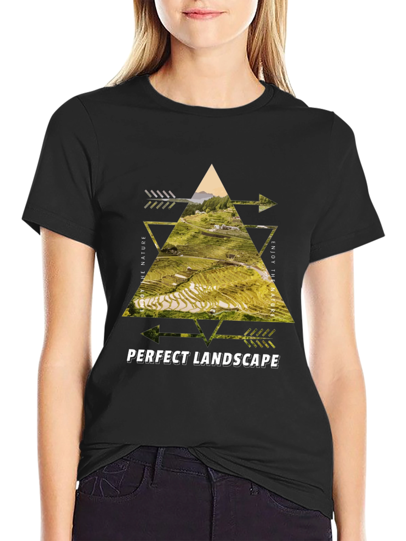 Black Nature Landscape Graphic Tee - Black Cotton Blend view 2