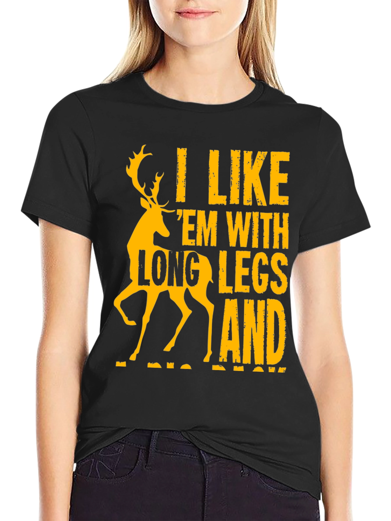 Black Deer Long Legs Graphic T-Shirt view 2