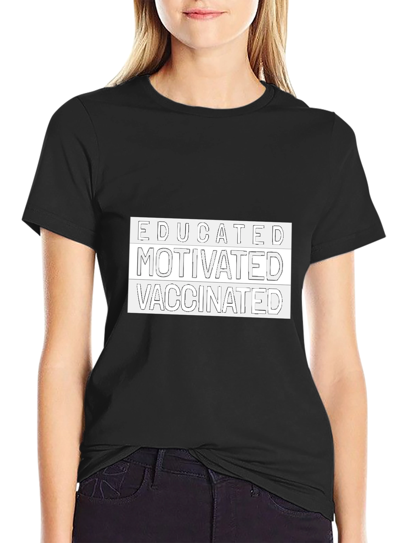 Black Educated Motivated Vaccinated Tee view 2
