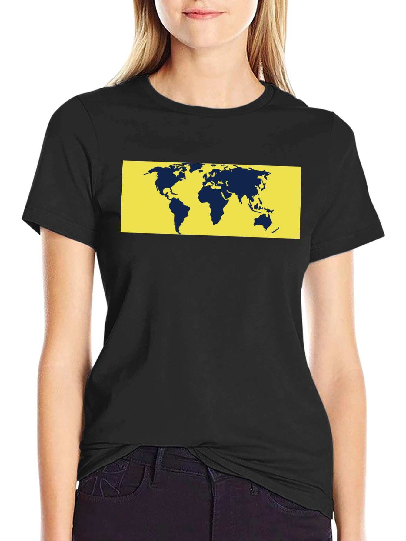 Black World Map Graphic Tee - Men's Black T-Shirt view 2