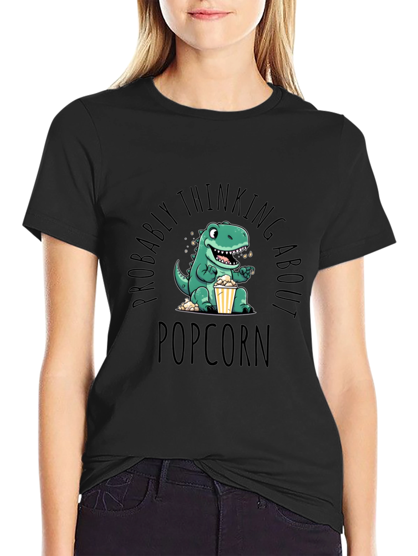 Black Dino Popcorn T-Shirt - Foodie Fun! view 2